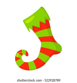 Vector of red Christmas stocking isolated on white. Cartoon style. Cute funny christmas icon. EPS 10 Vector illustration