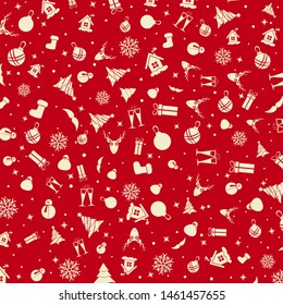 Vector - Red Christmas wrapping paper. Christmas card. Happy New Year card.