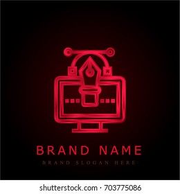 Vector red chromium metallic logo