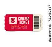 Vector red cinema ticket isolated on white background.