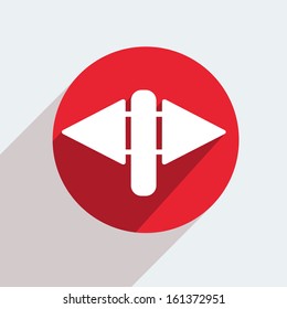 Vector red circle icon  on gray background. Eps10