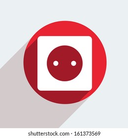 Vector red circle icon  on gray background. Eps10