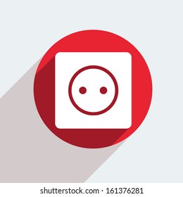 Vector red circle icon  on gray background. Eps10