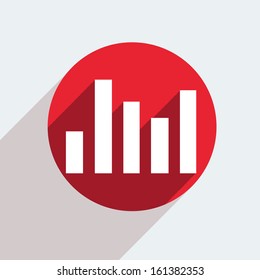Vector red circle icon  on gray background. Eps10