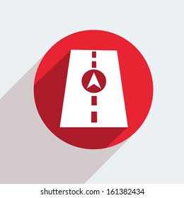 Vector red circle icon  on gray background. Eps10