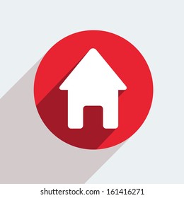 Vector red circle icon  on gray background. Eps10