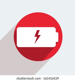 Vector red circle icon  on gray background. Eps10