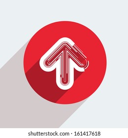 Vector red circle icon  on gray background. Eps10