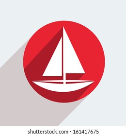 Vector red circle icon  on gray background. Eps10