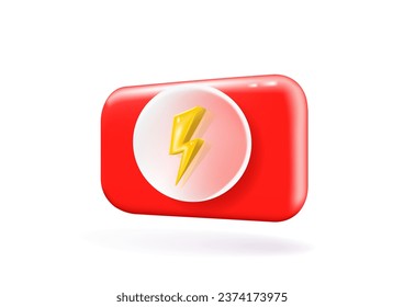 Vector red circle icon on white background. 3d