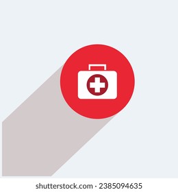 Vector red circle icon on gray background. Eps10 for social media post template aid art button. design for across the world healthcare emergency. 