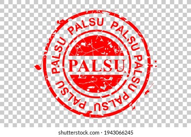 Vector Red Circle Rubber Stamp, Palsu or fake in indonesia language
