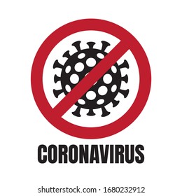 Vector red circle symbol of coronavirus. Isolated on white background.