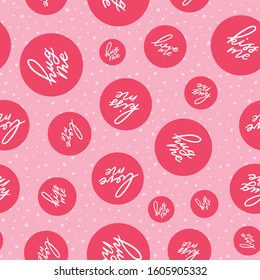 Vector Red Circles with White lettering seamless Background. Great for Valentines Day, gift wrapping