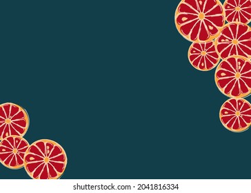 Vector red citrus on a dark background