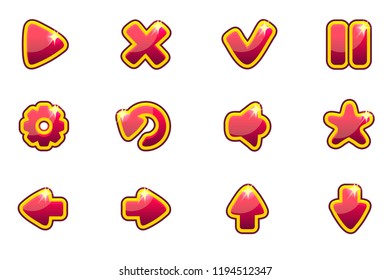 Vector red collection set glass buttons for Ui Game