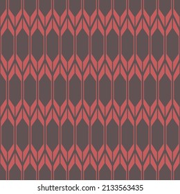 Vector red color african ethnic herringbone, chevron, hexagon geometric shape seamless pattern background. Use for fabric, textile, interior decoration elements, upholstery, wrapping.