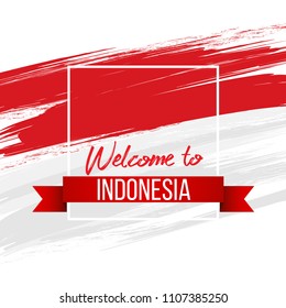 Vector red color design Illustration of Indonesia flag. Welcome to Indonesia concept. Graphic design set of banners with modern abstractions on the background