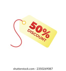 Vector red color discount label with 50 off vector illustration