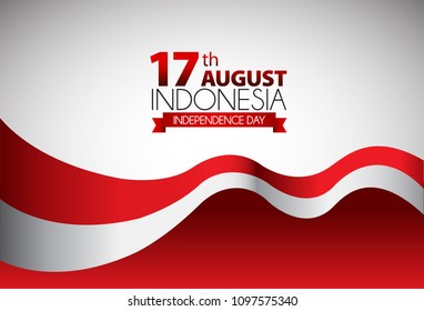 Vector red color Flat design, Illustration of flag for banner. 17th August Indonesia Independence Day concept.