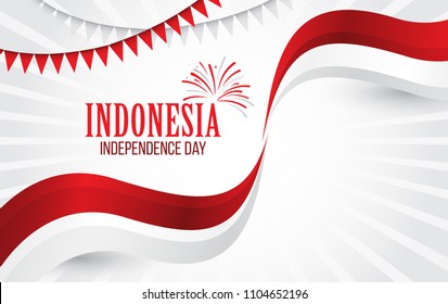 Vector red color Flat design, Illustration of flag for banner. Indonesia Independence Day concept.