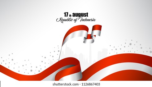 Vector red color Flat design, Illustration of flag. 