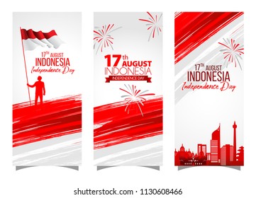 Vector red color Flat design, Illustration of flag for banner. 17th August Indonesia Independence Day concept.
