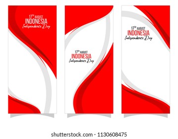 Vector red color Flat design, Illustration of flag for banner. 17th August Indonesia Independence Day concept.