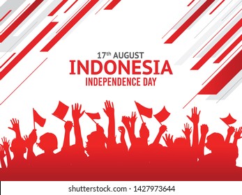 Vector red color Flat design, Illustration of Indonesia Icons, flag, and pattern. 17th August Indonesia Independence Day concept.