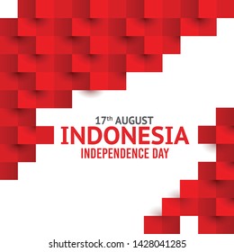 Vector red color Flat design, Illustration of Indonesia Icons, pattern, and landmarks. 17th August Indonesia Independence Day concept.