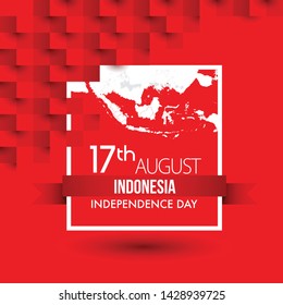 Vector red color Flat design, Illustration of Indonesia Icons, pattern, and landmarks. 17th August Indonesia Independence Day concept.