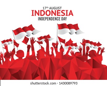 Vector red color Flat design, Illustration of Indonesia flag and design. 17th August Indonesia Independence Day concept.