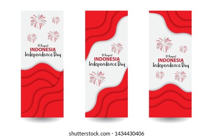 Vector red color Flat design, Illustration of flag Indonesia for banner, flyer, brochure, layout and website. Indonesia Independence Day.