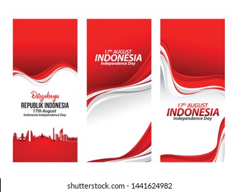 Vector red color Flat design, Illustration of flag for poster. 17th August Indonesia Independence Day concept.