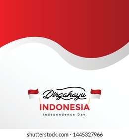 Vector red color Flat design, Illustration of flag, 74th Indonesia independence day