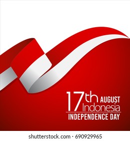 Vector red color Flat design, Illustration of flag. 17th August Indonesia Independence Day concept.