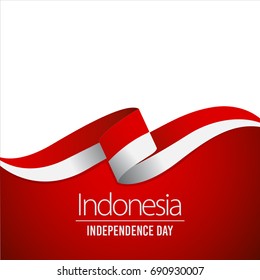 Vector red color Flat design, Illustration of flag. 17th August Indonesia Independence Day concept.