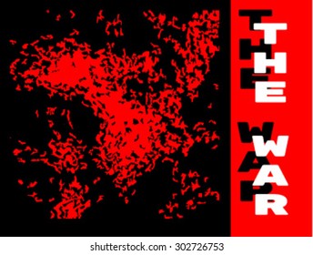 Vector. Red color grunge war poster with grunge background, for abstract war flyer design