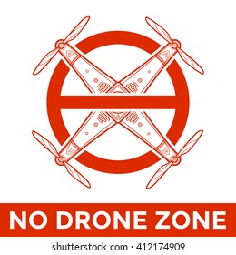 vector red color outline design no drone zone prohibited quadcopter sign isolated illustration white background