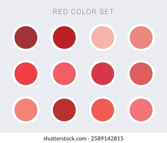 Vector Red Color Palette Collection. Red Color Set