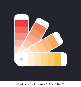 Vector red color palette template isolated on black background. Abstract flat guide. Background illustration set for ux and ui design.