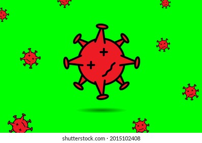 vector of red color virus character on green screen background royalty free with eps 10