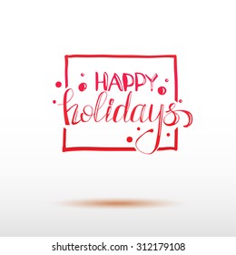 Vector red colored holidays greetings calligraphy. Sketch art, design elements for card and invitations.