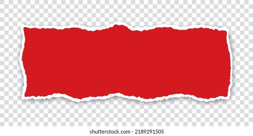 vector red colored torn paper banner with ripped edges with space for your text on transparent background