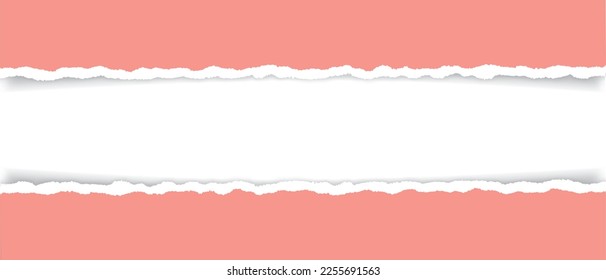 vector red colored torn paper banner with ripped edges with space for your text on white background