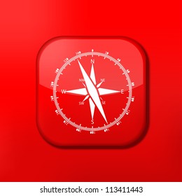 Vector red compass icon. Eps10. Easy to edit