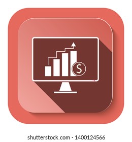 vector, red computer icon in trendy flat style isolated background. laptop symbol design. 

