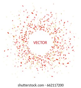 Vector red confetti background with place for text in the center.