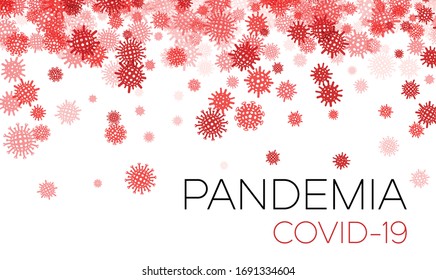 Vector red coronavirus confetti with Pandemia covid-19 sign on white background.
