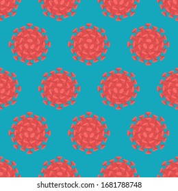 vector red coronavirus covid19 seamless pattern on green